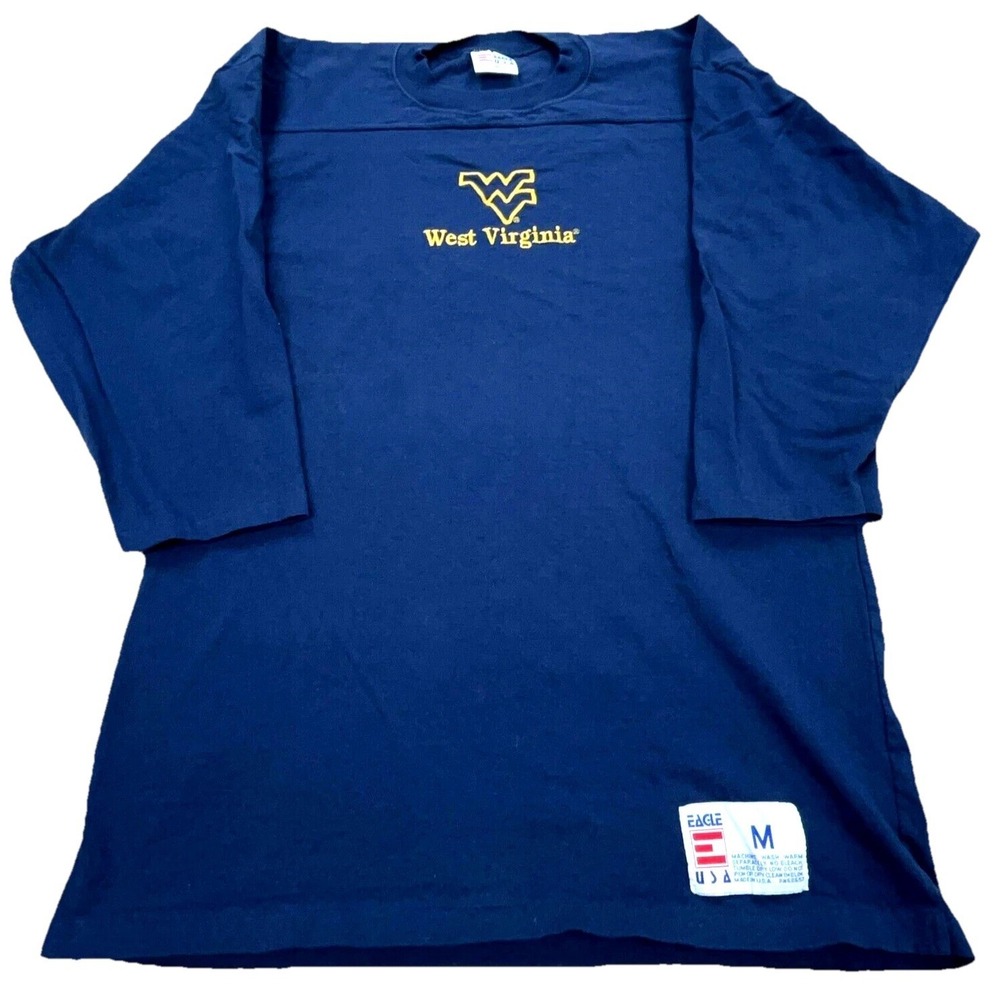 Vintage West Virginia Mountaineers Shirt Men Medium Half Sleeve WVU USA 90s Old